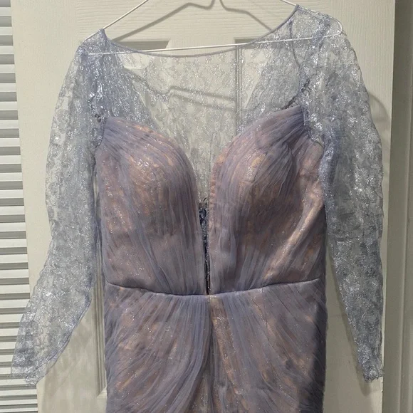 Tarik Ediz 96043 Illusion Long Sleeve Lace Bodice Tulle Mermaid Gown - Picture 8 of 12